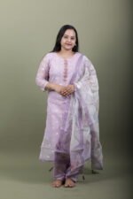 Lilac Kota Kurta Set with Printed Dupatta
