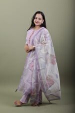 Lilac Kota Kurta Set with Printed Dupatta - Image 2