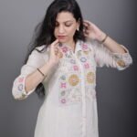Ivory Embroidered Co-ord Set with Floral Palazzo