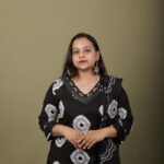 Black Bandhani Print Kurta Set with Sequin Neckline