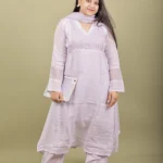 Lavender Pintuck Kurta Set with Bell Sleeves