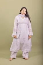 Lavender Pintuck Kurta Set with Bell Sleeves