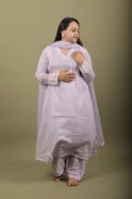 Lavender Pintuck Kurta Set with Bell Sleeves - Image 3