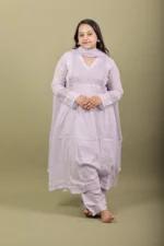 Lavender Pintuck Kurta Set with Bell Sleeves - Image 2