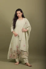 Sage Green Flamingo Embroidered Kurta Set - Image 2