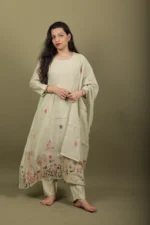 Sage Green Flamingo Embroidered Kurta Set
