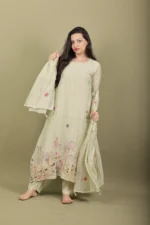 Sage Green Flamingo Embroidered Kurta Set - Image 4