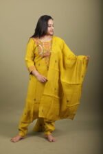 Mustard Yellow Embroidered Kurta Set - Image 3