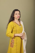 Mustard Kalamkari Border Kurta Set