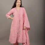 Rose Pink Floral Applique Kurta Set