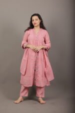 Blush Pink Floral Embroidered Kurta Set - Image 5