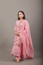 Blush Pink Floral Embroidered Kurta Set