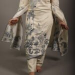 Ivory Crane Print Kurta Set