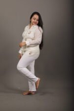Ivory Sheer Floral Embroidered Shirt Top - Image 4
