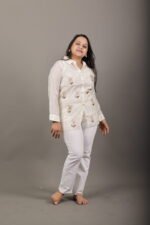 Ivory Sheer Floral Embroidered Shirt Top - Image 3
