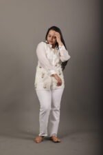 Ivory Sheer Floral Embroidered Shirt Top - Image 2