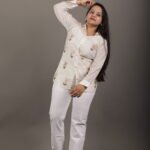 Ivory Sheer Floral Embroidered Shirt Top