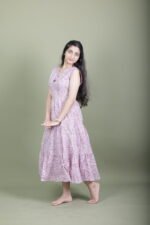 Lilac Scallop Print Tiered Midi Dress - Image 2
