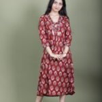 Maroon Ajrakh Alia-Cut Dress