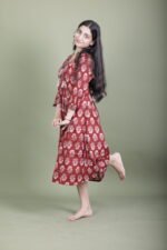 Maroon Ajrakh Alia-Cut Dress - Image 2