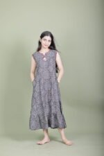 Monochrome Mandala Tiered Midi Dress - Image 4