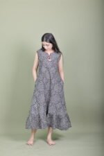 Monochrome Mandala Tiered Midi Dress - Image 3