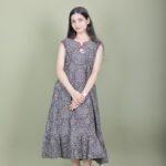 Monochrome Mandala Tiered Midi Dress