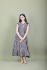 Monochrome Mandala Tiered Midi Dress
