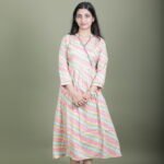Pastel Leheriya Stripe Flared Dress
