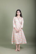 Pastel Leheriya Stripe Flared Dress