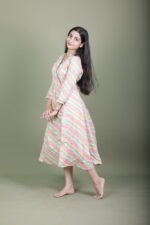 Pastel Leheriya Stripe Flared Dress - Image 4