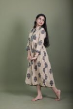 Beige Mughal Buti Kurta - Image 4