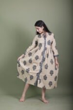 Beige Mughal Buti Kurta - Image 3