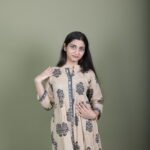 Beige Mughal Buti Kurta