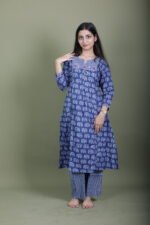 Indigo Elephant Block Print Kurta Set - Image 4