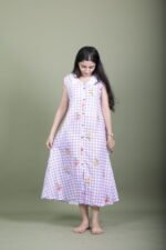 Lilac Gingham Lace Collar Dress - Image 4