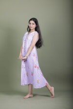 Lilac Gingham Lace Collar Dress - Image 3