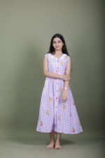 Lilac Gingham Lace Collar Dress - Image 2