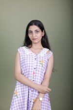 Lilac Gingham Lace Collar Dress