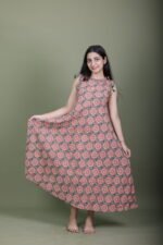 Peach Bloom Block Print Sleeveless Maxi Dress - Image 4