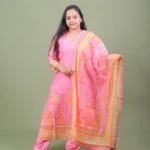 Candy Pink Patola & Floral Printed Silk Blend Kurta Set with Dupatta