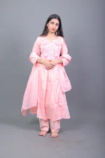 Blush Pink Embroidered Anarkali Kurta Set with Dupatta - Image 2