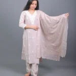 Blush Beige Embroidered Cotton Silk Kurta Set with Dupatta