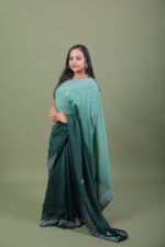 Emerald Green Ombre Embroidered Saree