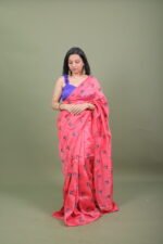 Coral Pink Floral Buti Saree - Image 5