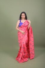 Coral Pink Floral Buti Saree - Image 4