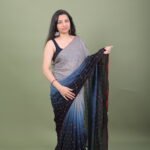 Grey Black Ombre Buti Saree