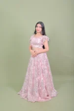 Blush Pink Heavy Sequin Embroidered Net Lehenga Choli Set - Image 2