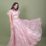 Blush Pink Heavy Sequin Embroidered Net Lehenga Choli Set