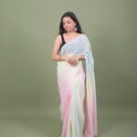 Pastel Rainbow Ombre Chiffon Saree